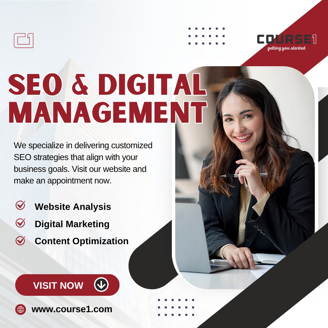 Dominate search rankings and streamline your digital presence with Course1! Our expert SEO and Digital Management Services boost visibility, traffic, and conversions—so you can focus on growing your business.
Free audit! #SEOSuccess #Course1Growth
