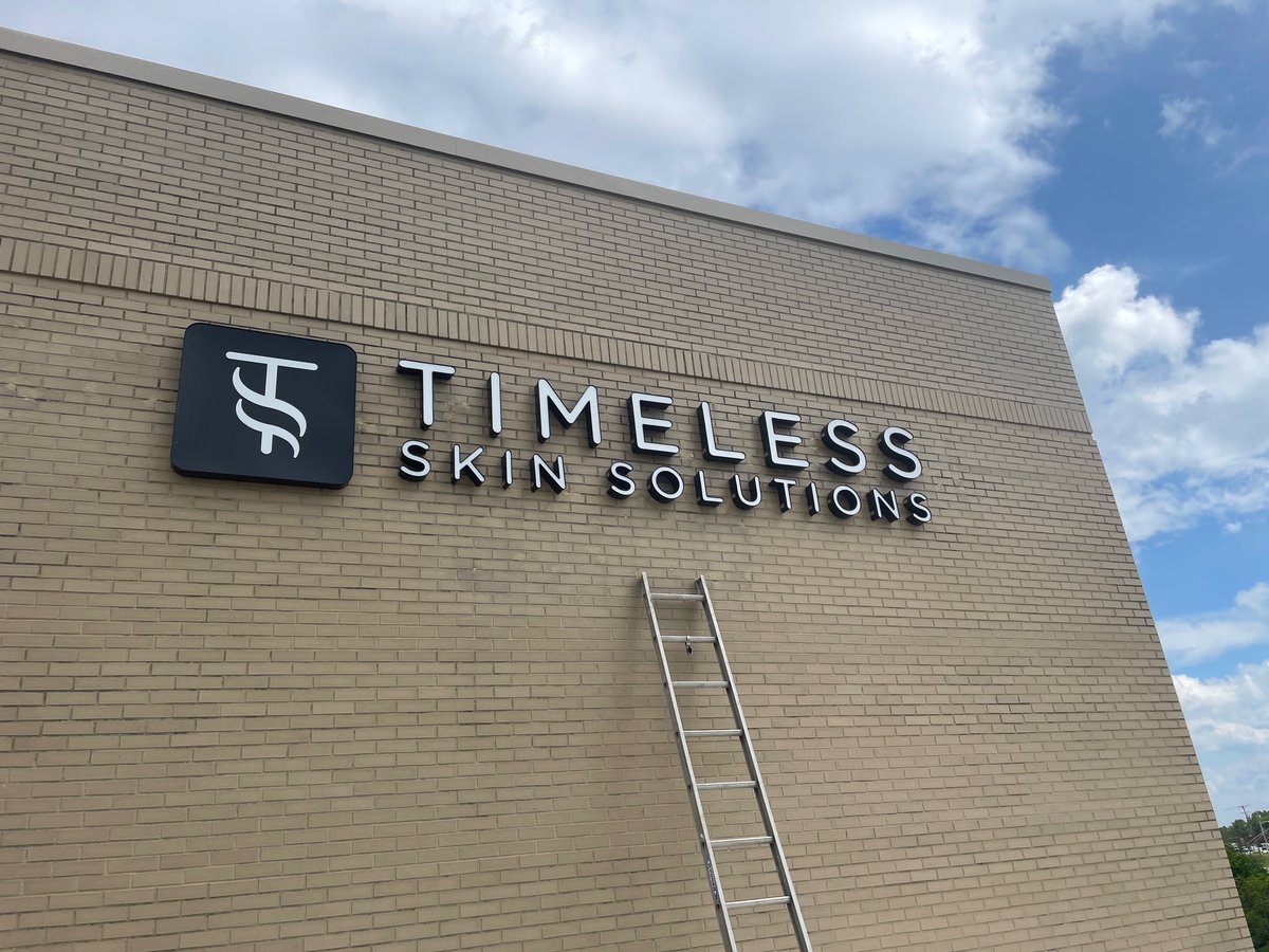 Logo capsule and direct mount channel letters in Blue Ash