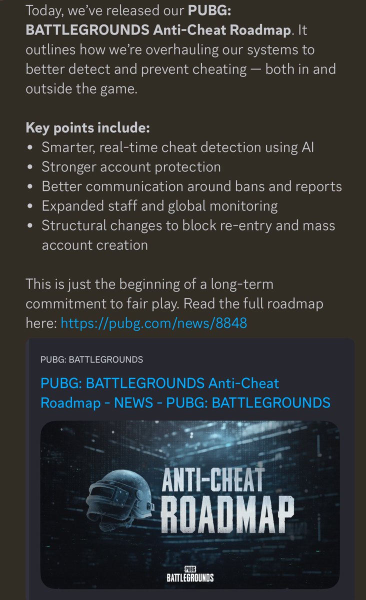 PirateLouGaming's tweet photo. Here’s hoping it improves things. Thoughts? #pubg #anticheating https://t.co/Q1Mp4hek8l