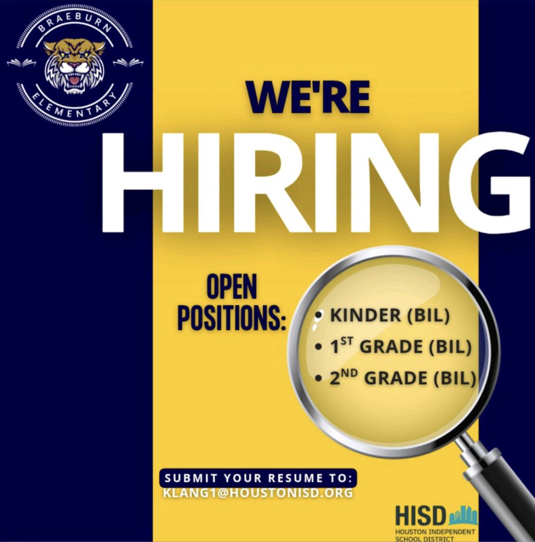 Braeburn Elementary (@braeburn_hisd) on Twitter photo Fluent in Spanish? Are you certified or currently enrolled in ACP? If so, Braeburn could be the perfect fit for you! <a href="/klang1hisd/">Kesia Lang, M.Ed.</a> <a href="/HoustonISD/">Houston ISD</a> Fluent in Spanish? Are you certified or currently enrolled in ACP? If so, Braeburn could be the perfect fit for you! <a href="/klang1hisd/">Kesia Lang, M.Ed.</a> <a href="/HoustonISD/">Houston ISD</a>