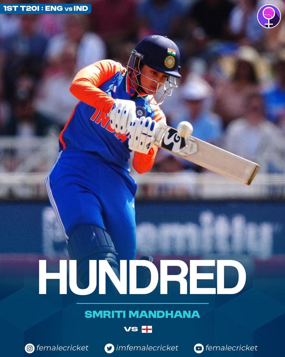 𝗖𝗘𝗡𝗧𝗨𝗥𝗬 𝗙𝗢𝗥 𝗦𝗠𝗥𝗜𝗧𝗜!🔥

1st India women and 5th overall with a century in all three formats! 🏏

#CricketTwitter