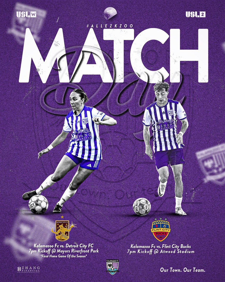 It’s MATCH DAY X2!

@uslwleague squad kicks off at 7PM at home vs. @detroitcityfootballclub for their last game of the season at Mayor’s Riverfront Park.

@uslleaguetwo hits the road for a 7PM showdown with @flintcitybucks.

#OurTownOurTeam