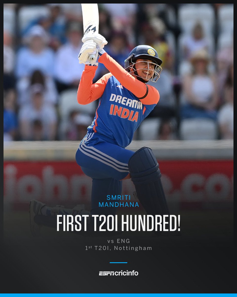 1st Indian Women's cricketer with Hundreds in all 3 formats.
Ladies and Gentlemen 
Queen of World Cricket for you 
#SmritiMandhana 
#INDWvENGW 
#queen