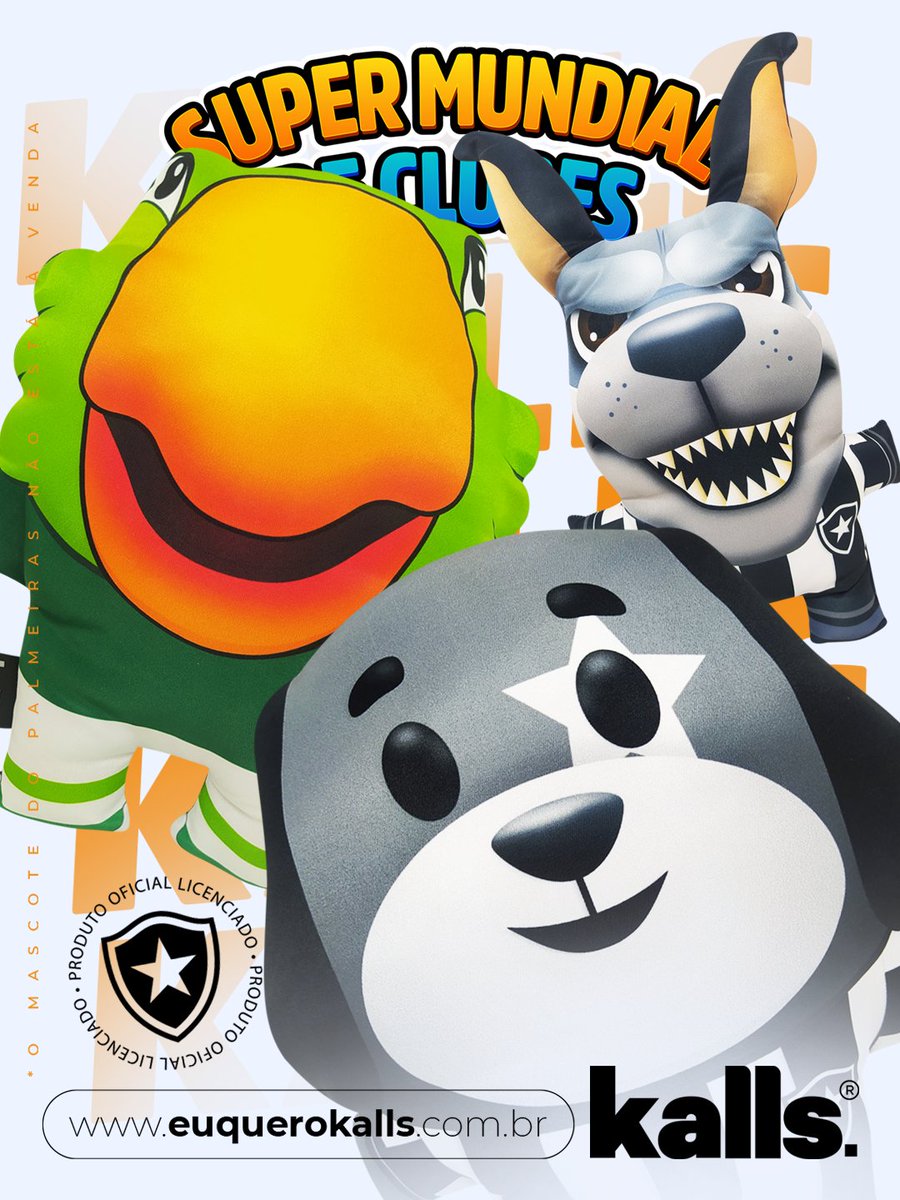 Hoje é dia de clássico.  Uma honra para o torcedor brasileiro. E nesse confronto de hoje, temos um dos clubes que  somos licenciados no Brasil, o <a href="/botafogo/">Botafogo F.R.</a> 🔥⭐️

*O mascote do Palmeiras não está à venda

Acese: euquerokalls.com.br 
#euquerokalls