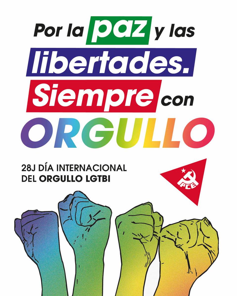 🙋‍♀️ La conquista de derechos nunca está cerrada.

Tenemos que responder a cada retroceso institucional o social, a la amenaza de la guerra,  al avance del fascismo con unidad y organización.

Por la paz, por las libertades, #SiempreConOrgullo🏳️‍🌈✊