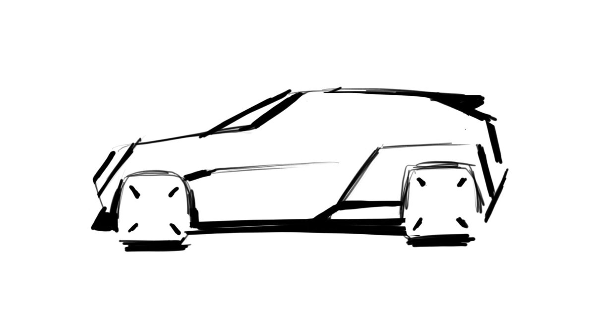 Tkfm_think's tweet photo. 車のエクステリアデザインにAIフル活用してみたら。
サイドビュースケッチ〜3Dモデリングまで約2時間、モデルになってるから好きなビューで意匠検討もできる…しかもツールの無料枠で。 https://t.co/VD2yADImfw