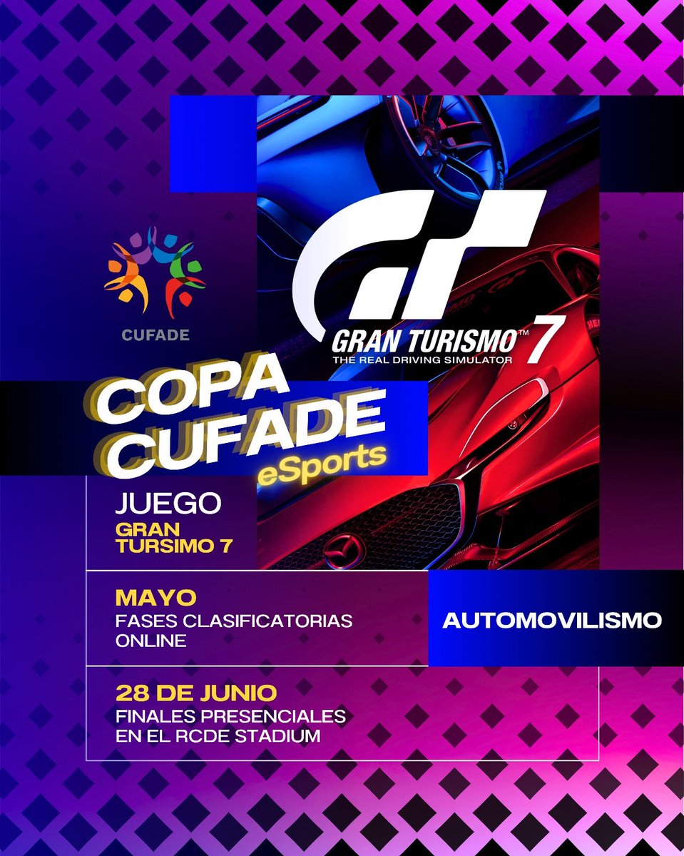 🟡🟧🟣 COPA CUFADE 🔵🟩🔴

Hoy son las FINALES PRESENCIALES de la COPA
CUFADE <a href="/CufadeOficial/">Confederación de Uniones Federaciones Autonómicas</a>

La <a href="/UFECcat/">Unió de Federacions Esportives de Catalunya</a>  la <a href="/Lligaesportscat/">Lliga Catalana d'eSports</a> y las federaciones autonómicas, traen la competición de máximo nivel estatal dirigida y organizada por <a href="/MotorsportDas/">DAS Motorsport | #beDAS</a>

En directo
twitch.tv/gohiser/