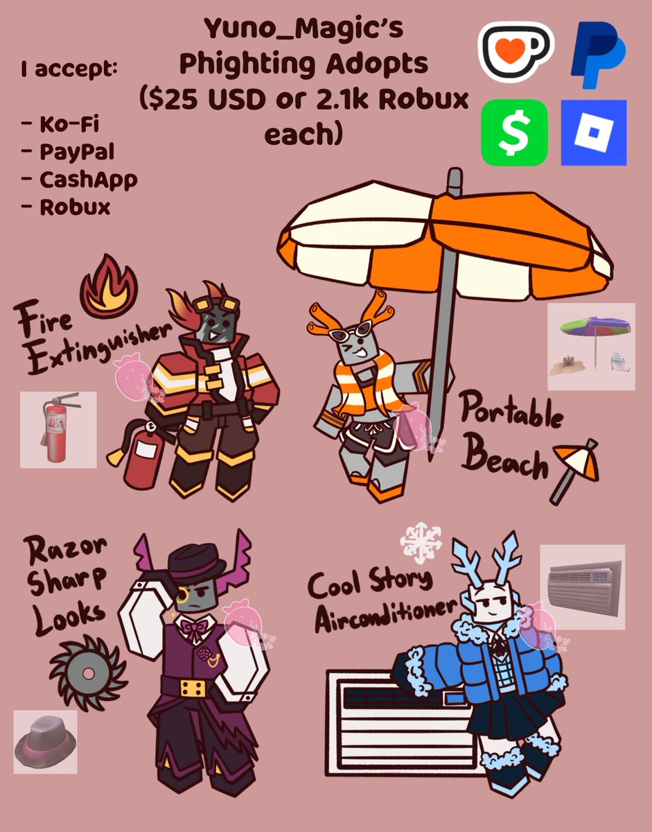 Yuno_Magic's tweet image. Hi gang! Im promoting my first batch of Phighting Adoptables. If any of them interest you, dm me or leave a comment!!
TOS is in my strawpage, RTs are appreciated ^^
#phightingoc #phighting #adoptables