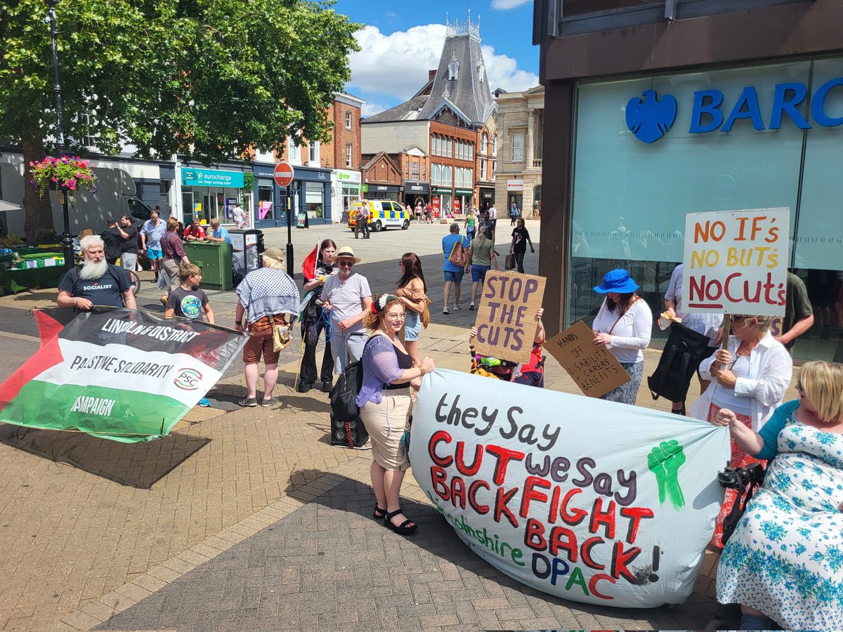 We were proud to support today's protest organised by <a href="/Dis_PPL_Protest/">DPAC</a> in Lincolnshire calling for MPs across the county to vote against the cruel and brutal cuts to disability and carers' benefits when they vote in Parliament on Tuesday.

They say cut back, we say fight back!