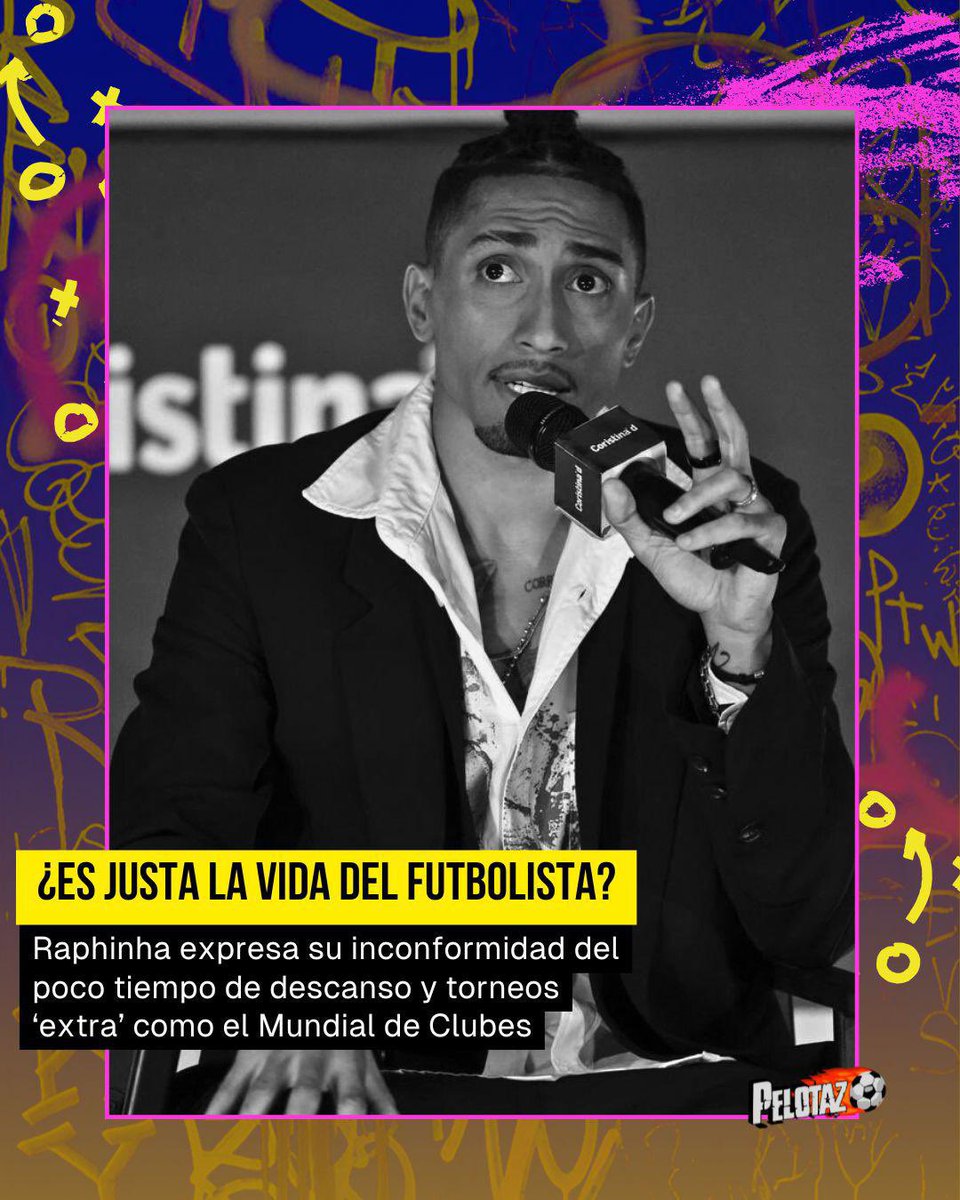 Raphinha alzó la voz sobre el calendario sin descanso: Copa América, Mundial de Clubes y pretemporadas seguidas.
📆 “Nadie nos preguntó si queríamos jugar. El cuerpo ya no da”.

¿Se debe replantear el calendario? 🤔

#MundialDeClubes #Raphinha #FIFA #Vacaciones