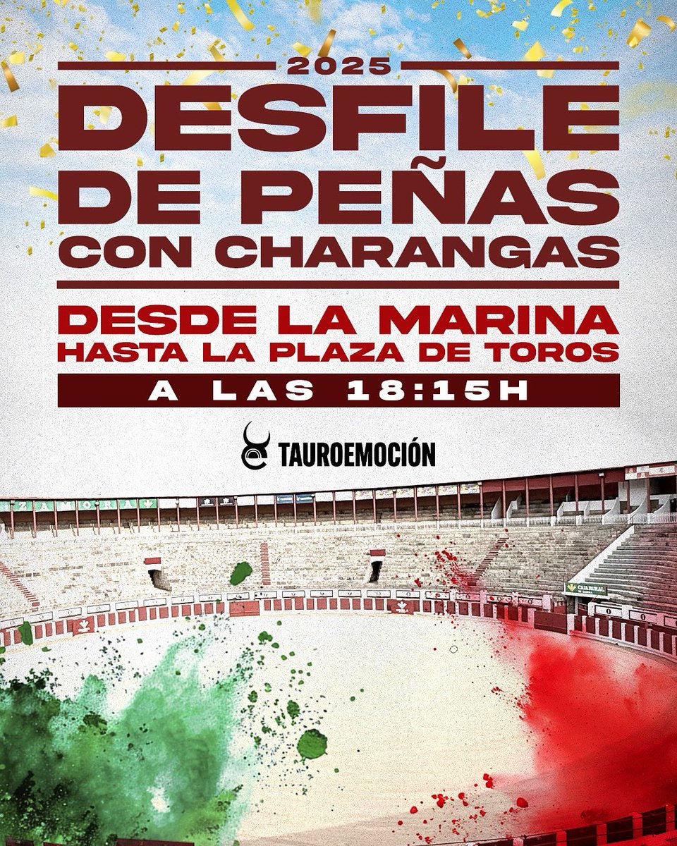 Plaza de toros Zamora (@zamoratoros) on Twitter photo ๐ข ยก๐ฅ๐๐๐ข๐ฅ๐๐๐ง๐ข๐ฅ๐๐ข, ๐ฃ๐๐กฬ๐๐ฆ!
Esta tarde nos vemos en ๐๐ ๐ ๐๐ฅ๐๐ก๐ para el desfile de peรฑas rumbo a la plaza de toros ๐บ๐
๐ A las 18:15h
๐ Salida desde La Marina
ยก๐ก๐ข ๐๐๐๐ง๐๐ฆ!
๐๏ธ Entradas en taquillas y en tauroemocion.com ๐ข ยก๐ฅ๐๐๐ข๐ฅ๐๐๐ง๐ข๐ฅ๐๐ข, ๐ฃ๐๐กฬ๐๐ฆ!
Esta tarde nos vemos en ๐๐ ๐ ๐๐ฅ๐๐ก๐ para el desfile de peรฑas rumbo a la plaza de toros ๐บ๐
๐ A las 18:15h
๐ Salida desde La Marina
ยก๐ก๐ข ๐๐๐๐ง๐๐ฆ!
๐๏ธ Entradas en taquillas y en tauroemocion.com