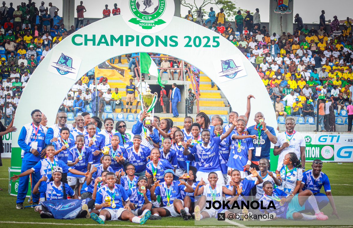 BjJokanola's tweet photo. Rivers Angels are CHAMPIONS for the 10th time.🏆
#PresidentFederationCup25 #PresidentFederationCupfinal
#presidentfederationcup25 https://t.co/9mO9D2Xuu4