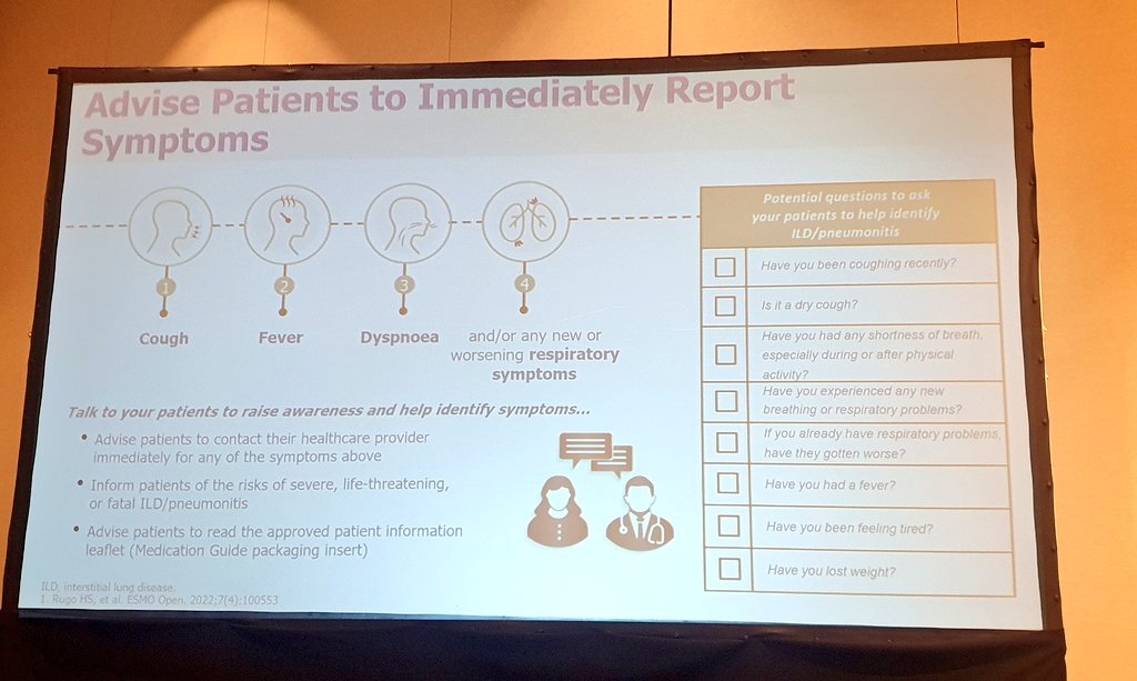 dquin_ng's tweet image. At #mascc25, much was discussed about #pneumonitis occurring with #adc (eg. #enhertu) and #immunotherapy treatment despite their growing role in #CancerCare.
When receiving these treatment inform your care team ASAP when experiencing #cough, #fever, or #shortnessofbreath.