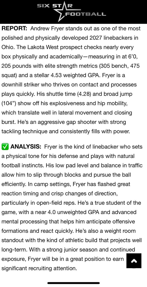 Andrew Fryer (@andrewfryer27) on Twitter photo Thank you so much <a href="/sixstarfootball/">Six Star Football | PLUS+</a> for the amazing write up! Going to show what I’m made of my junior season.
<a href="/CoachTomBolden/">Tom Bolden</a> <a href="/LakotaWestFB/">Lakota West Football</a> <a href="/CoachKyleBolden/">Kyle Bolden</a> <a href="/Coach_Huls/">Tyler Huls</a> <a href="/LWcoachKey/">TK</a> Thank you so much <a href="/sixstarfootball/">Six Star Football | PLUS+</a> for the amazing write up! Going to show what I’m made of my junior season.
<a href="/CoachTomBolden/">Tom Bolden</a> <a href="/LakotaWestFB/">Lakota West Football</a> <a href="/CoachKyleBolden/">Kyle Bolden</a> <a href="/Coach_Huls/">Tyler Huls</a> <a href="/LWcoachKey/">TK</a>
