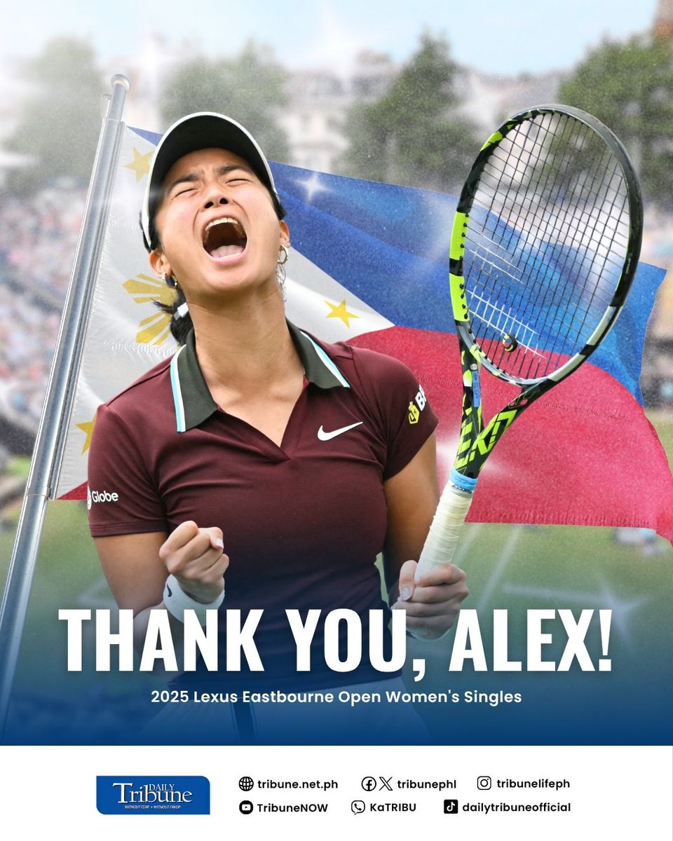 VALIANT RUN

Alex Eala falls to World No. 51 Maya Joint in the Lexus Eastbourne Open Finals, but still makes history as the first Filipina to reach a WTA Tour final. The future is bright for Philippine tennis.

#AlexEala #DailyTribune