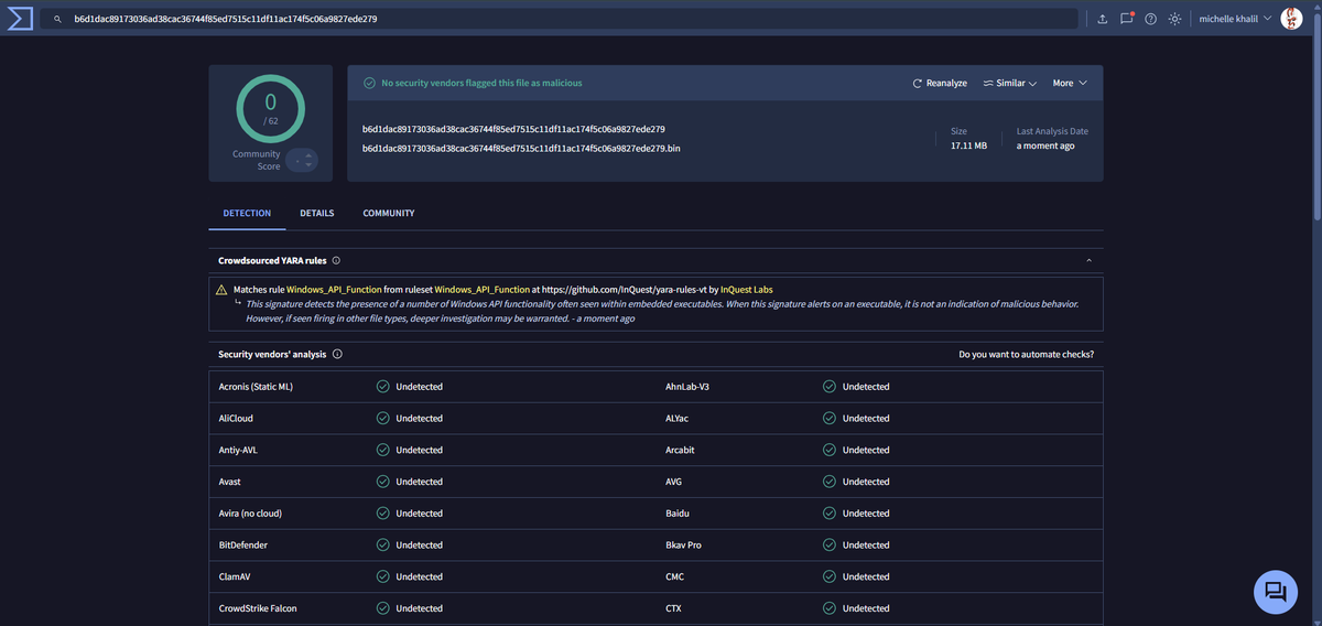 Ap0phis133's tweet photo. #myth stealer payloads, with 0 detections in VT !!!

IOCs:
68ba579ba12fac0390316606552146950b6e30ed9b5b0f646d9c3e5d0a04d7bb
a7a9be14e77b4a9d23c3bd452623d3e3f940ebc05c22f8f94454242227fdac59
b6d1dac89173036ad38cac36744f85ed7515c11df11ac174f5c06a9827ede279 https://t.co/851RF9l227
