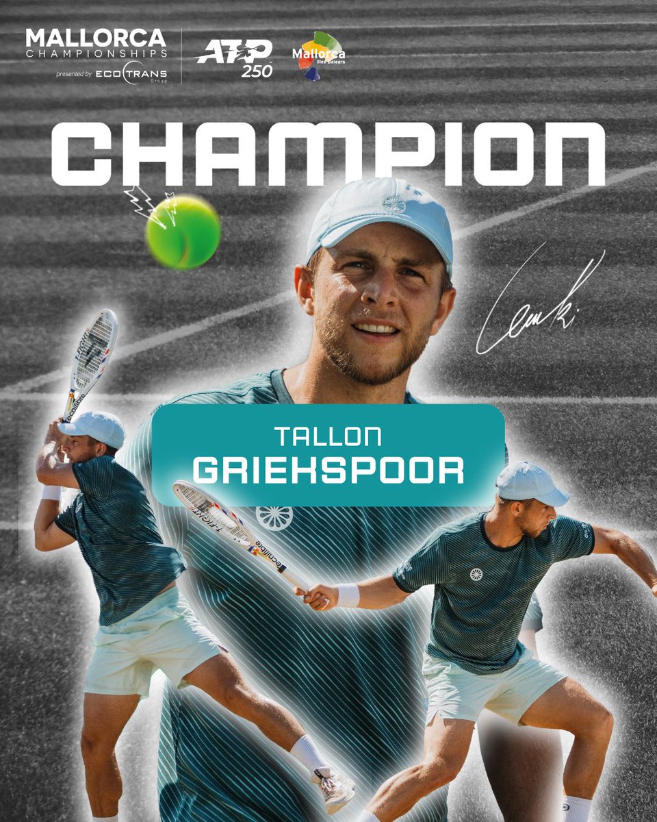 Mallorca Championships (@mallorcachamps) on Twitter photo And the champion of the 2025 #MallorcaChampionships is...
🇳🇱 <a href="/Griekii/">Tallon Griekspoor</a> defeats Moutet 7-5, 7-6(3) in the Mallorca final to become the fifth winner in the tournament’s history.
<a href="/atptour/">ATP Tour</a> | <a href="/ATPTour_ES/">ATP Tour en Español</a> And the champion of the 2025 #MallorcaChampionships is...
🇳🇱 <a href="/Griekii/">Tallon Griekspoor</a> defeats Moutet 7-5, 7-6(3) in the Mallorca final to become the fifth winner in the tournament’s history.
<a href="/atptour/">ATP Tour</a> | <a href="/ATPTour_ES/">ATP Tour en Español</a>
