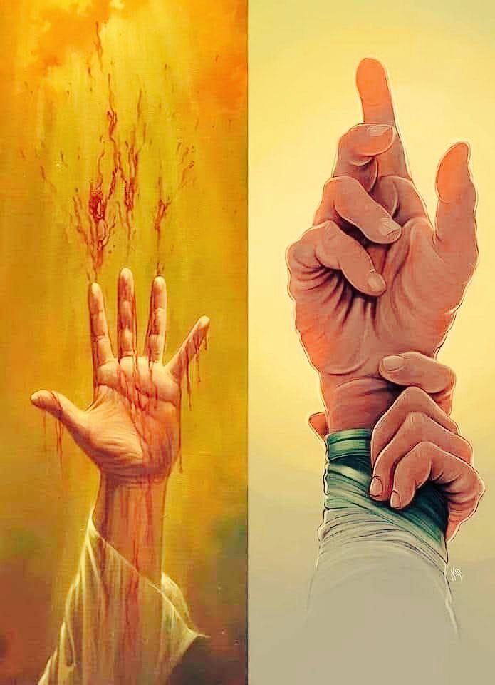 #ظهيرتان:
ظهيرةُ يومِ الغدير، وظهيرةُ يومِ عاشوراء.

لو نُفِّذت الأولى، لما وقعت الثانية.

#وما بين الغديرِ وعاشوراء، تُلخِّصه عبارةٌ واحدة:
"إنما نقاتلك بُغضًا منّا لأبيك".

فيك الغديرُ رأيتُه متجلِّيًا،
بالعقلِ لا بالقلبِ، أنت أميري.

#عاشورا
#فاجعةكربلاء. 
#التفريطجريمةكبرى