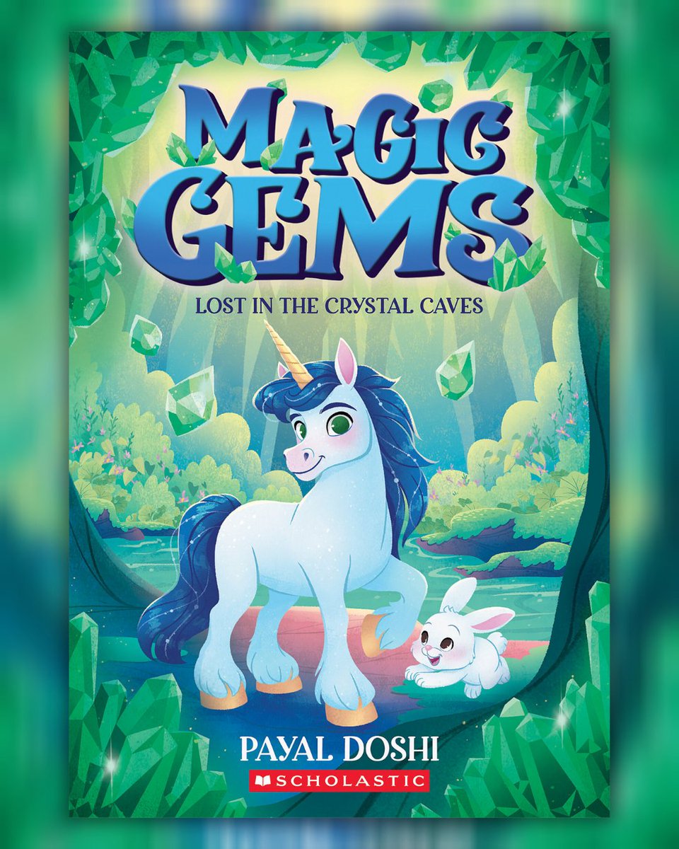 And here's the cover for Book 2 in the MAGIC GEMS series out April 2026 by @scholastic! Meet Rio Fernroca, a nature-loving Earth Gem with a big heart and a deep bond with animals, who can turn into a unicorn and and dives into the mysterious Crystal Caves to rescue a lost animal!