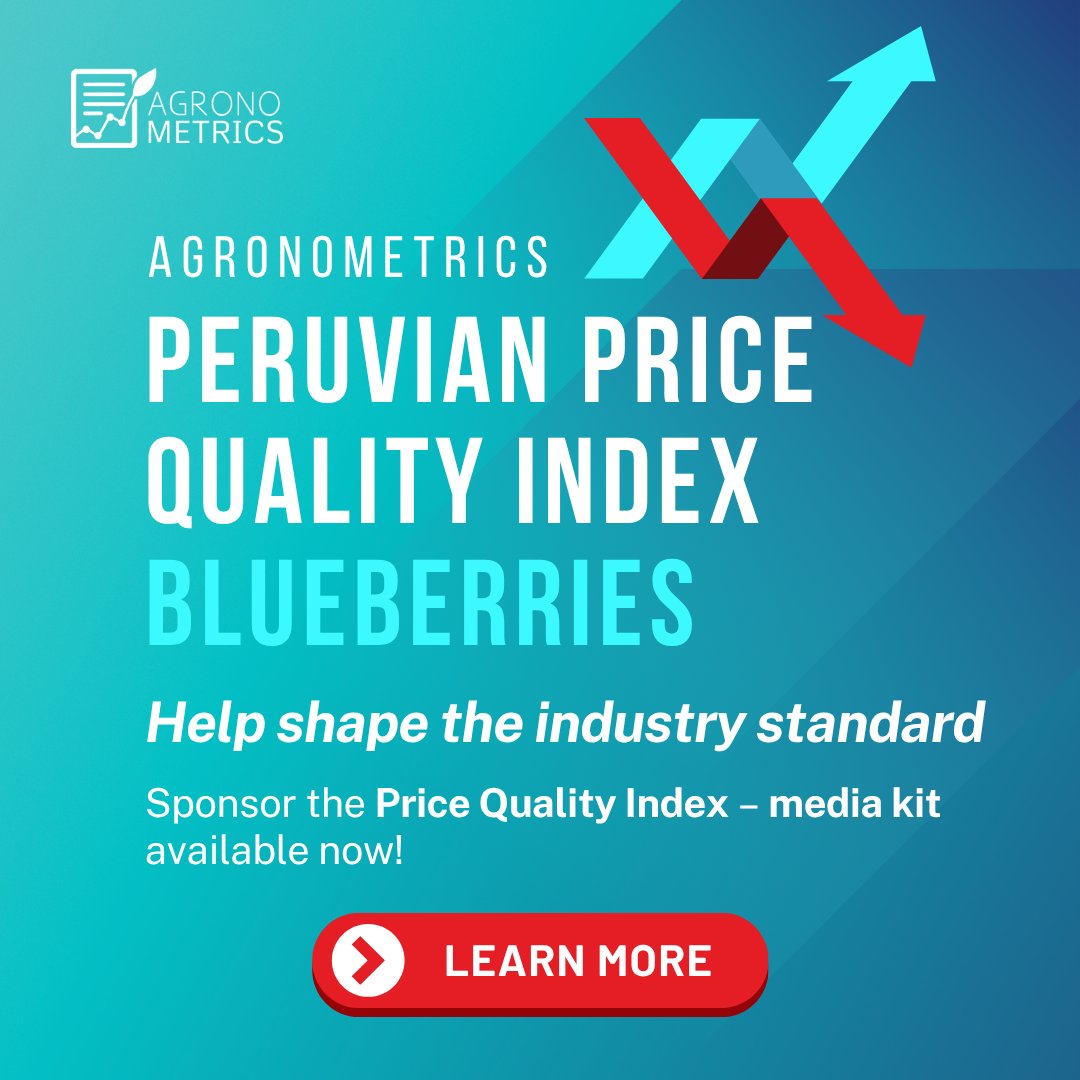 🚨 Big news for the blueberry industry!

Agronometrics launches the Price Quality Index—benchmark Peruvian blueberry varieties with real export data 📊.

Support transparency 👉 agronometrics.com/peru-price-ind…

#PriceQualityIndex #Blueberries #Peru #GlobalTradeData
