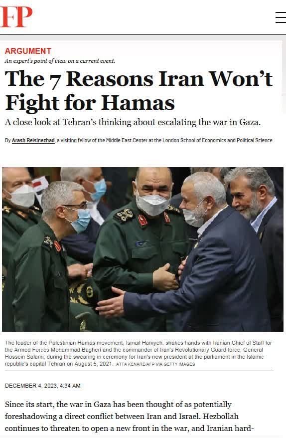 fa_akbarshahi's tweet photo. @arashreisi یعنی در حد همون مقاله‌ی (The 7 Reasons Iran Won’t Fight for Hamas) شما به «دانش خود بیافزاییم»؟ اونوقت هم ایران‌اینترنشنال(=موساد) و هم رادیو فردا(=سیا) از ما هم تمام قد حمایت می‌کنند؟! https://t.co/uTAE20jf11