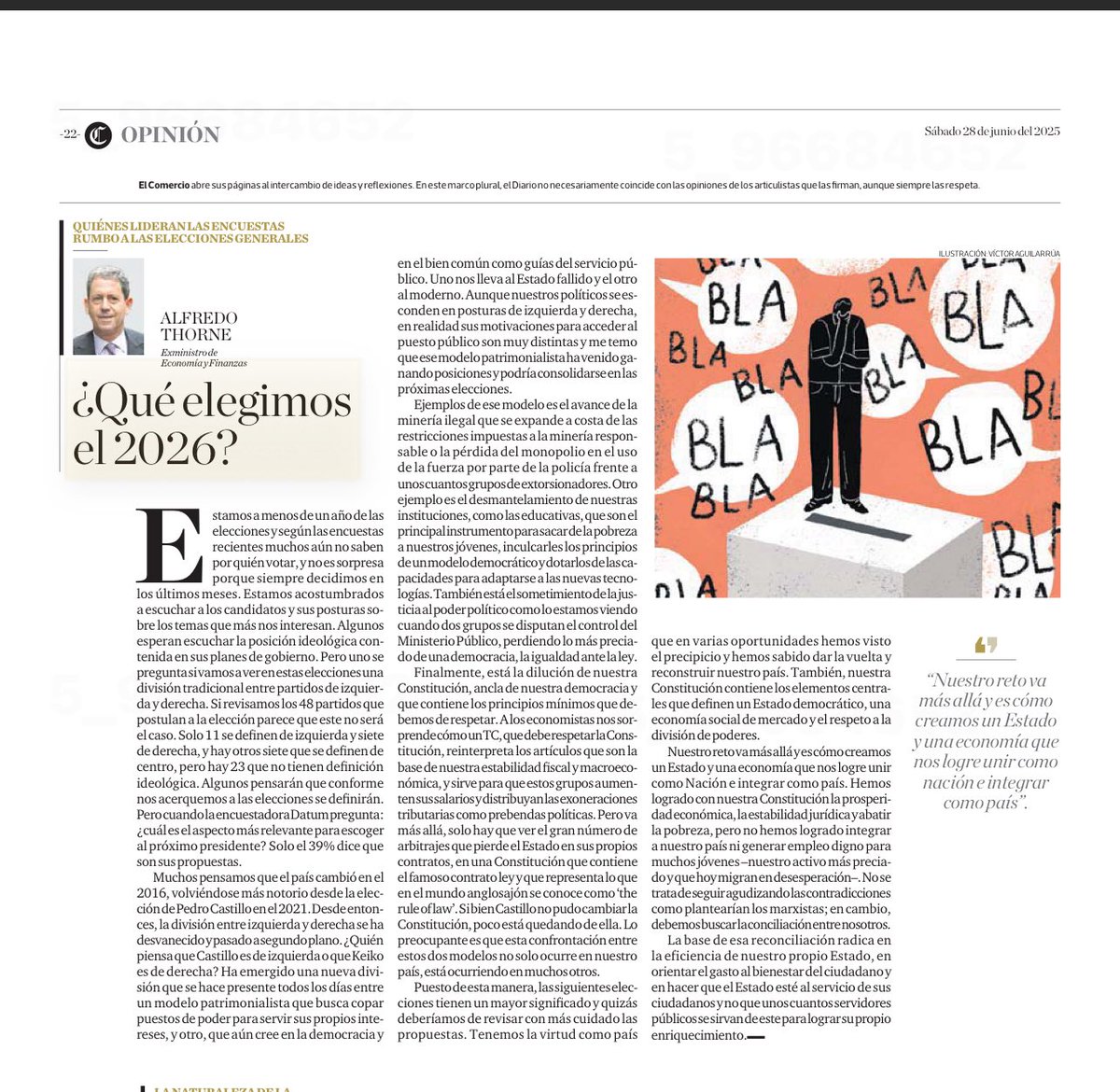 Comparto un nuevo artículo que me publica <a href="/elcomercio_peru/">El Comercio</a> Las elecciones del 2026 serán críticas para nuestro futuro.
