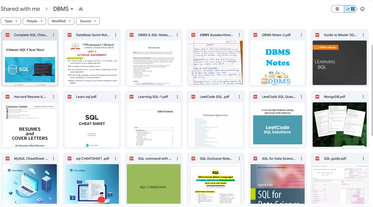 AvinashSingh_20's tweet photo. DBMS + SQL Resource drive link 

Cheat sheets,  handwritten notes, interview questions  — everything in one place for mastering DBMS & SQL!

🔗 Want access to this?

1️⃣ Like ❤️ & Follow
2️⃣ Repost 🔁 to help others
3️⃣ Reply “SQL” ✍️

👉 Make sure to follow so I can send you the link!

✅ Once this post hits 100 likes & replies, I’ll drop the link in the thread for everyone. Don’t miss it!

#dbms #sql