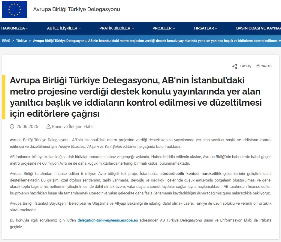 Malumatfuruş (@malumatfurusorg) on Twitter photo Avrupa Birliği (AB) Türkiye Delegasyonu (<a href="/EUDelegationTur/">AB Türkiye Delegasyonu🇪🇺EU Delegation to Türkiye</a>), AB'nin İstanbul’daki metro projelerine verdiği desteğin kötüye kullanıldığına dair iddiaların gerçeği yansıtmadığını, ilgili haberlerde bahsi geçen metro projesine AB'nin herhangi bir mali katkısının bulunmadığını Avrupa Birliği (AB) Türkiye Delegasyonu (<a href="/EUDelegationTur/">AB Türkiye Delegasyonu🇪🇺EU Delegation to Türkiye</a>), AB'nin İstanbul’daki metro projelerine verdiği desteğin kötüye kullanıldığına dair iddiaların gerçeği yansıtmadığını, ilgili haberlerde bahsi geçen metro projesine AB'nin herhangi bir mali katkısının bulunmadığını