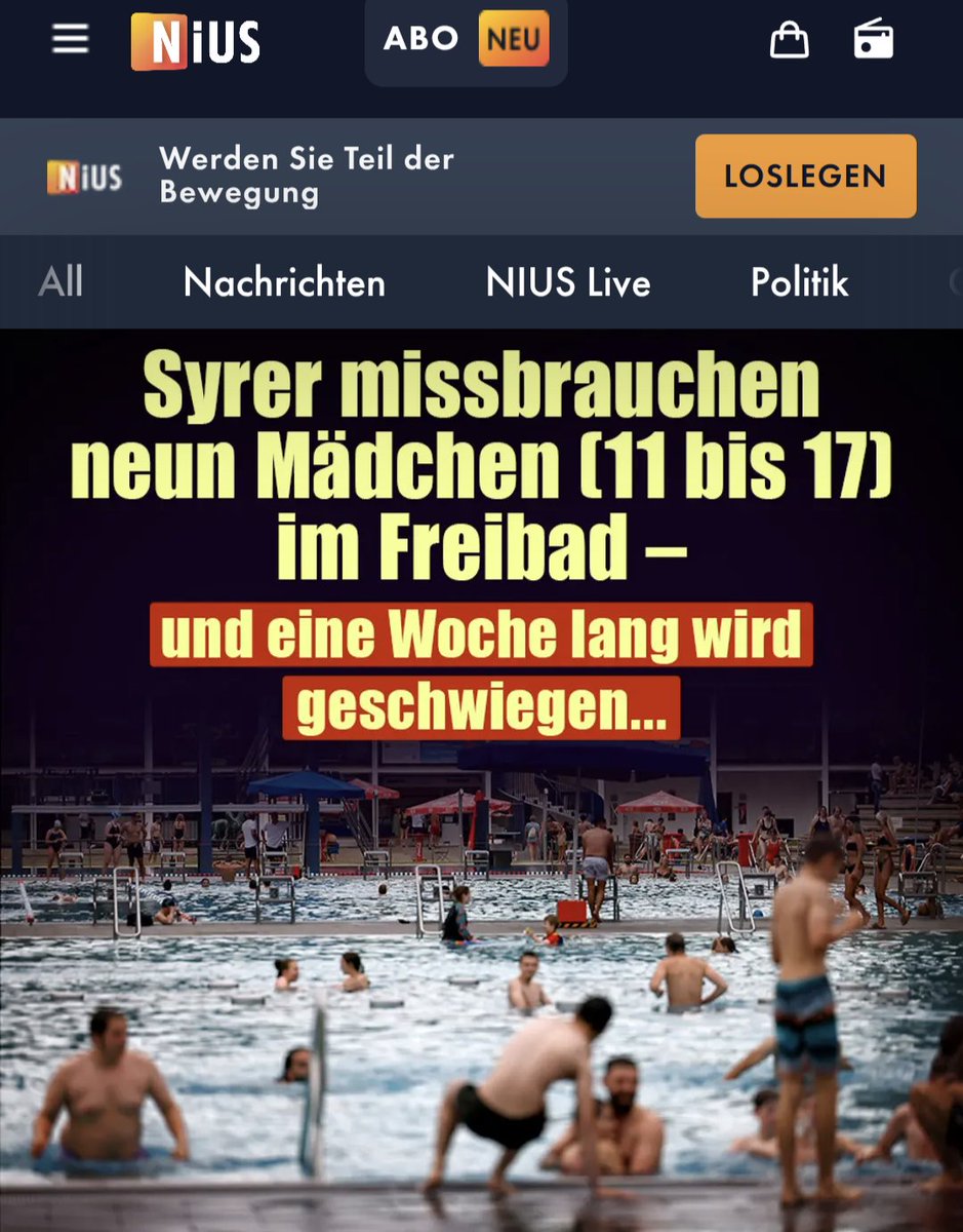Im hessischen Gelnhausen werden neun (!) minderjährige Mädchen zwischen elf und 17 Jahren von einer syrischen Bande im Freibad missbraucht. Im Strudelbereich seien sie von den Männern am ganzen Körper angefasst worden, so die Aussagen. Es könnte sogar noch weitere Opfer geben.