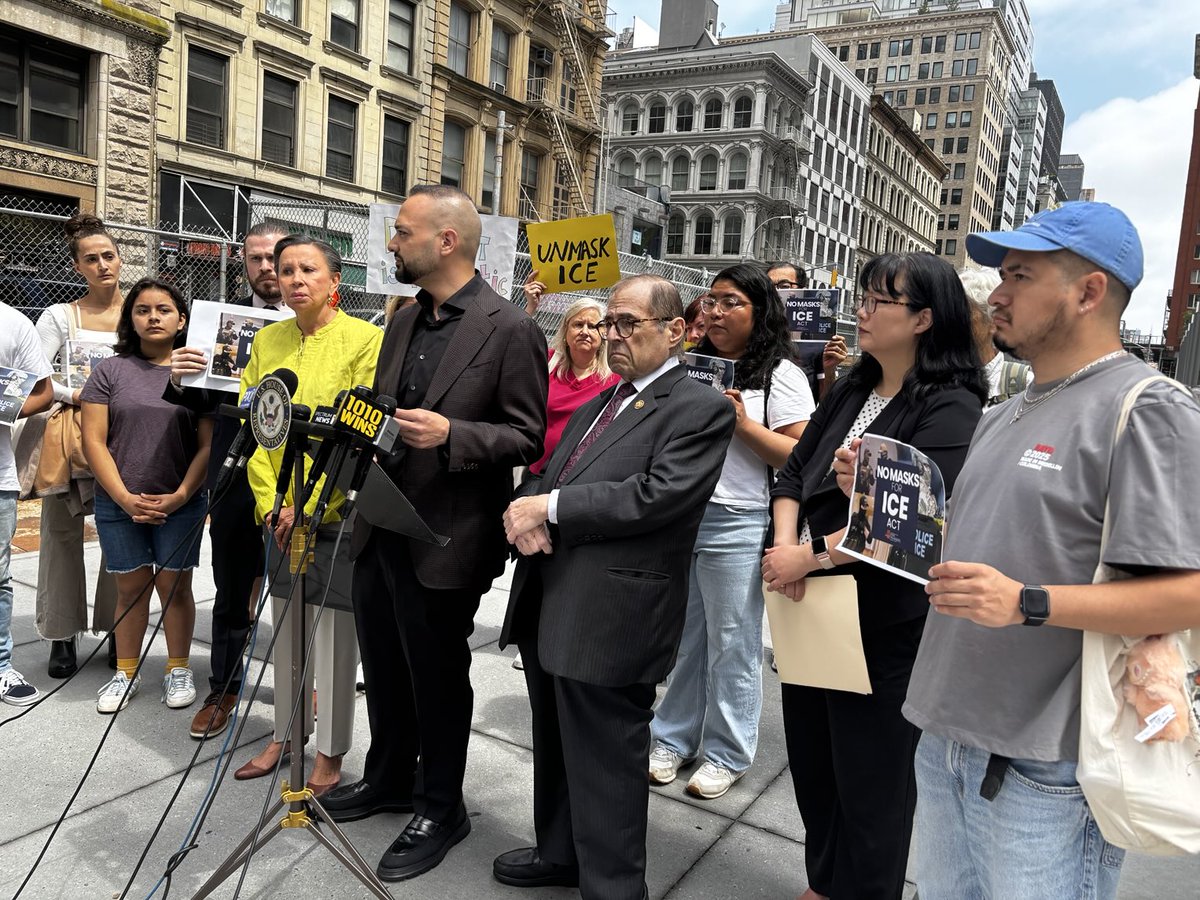 “The Trump admin is sowing fear &amp; chaos, with masked arrests here in NY &amp; around the country. This is what happens in authoritarian countries not in America…why are they hiding behind masks?,” says ⁦<a href="/HeyItsMurad/">Murad Awawdeh</a>⁩. “No masks for ICE must pass!”