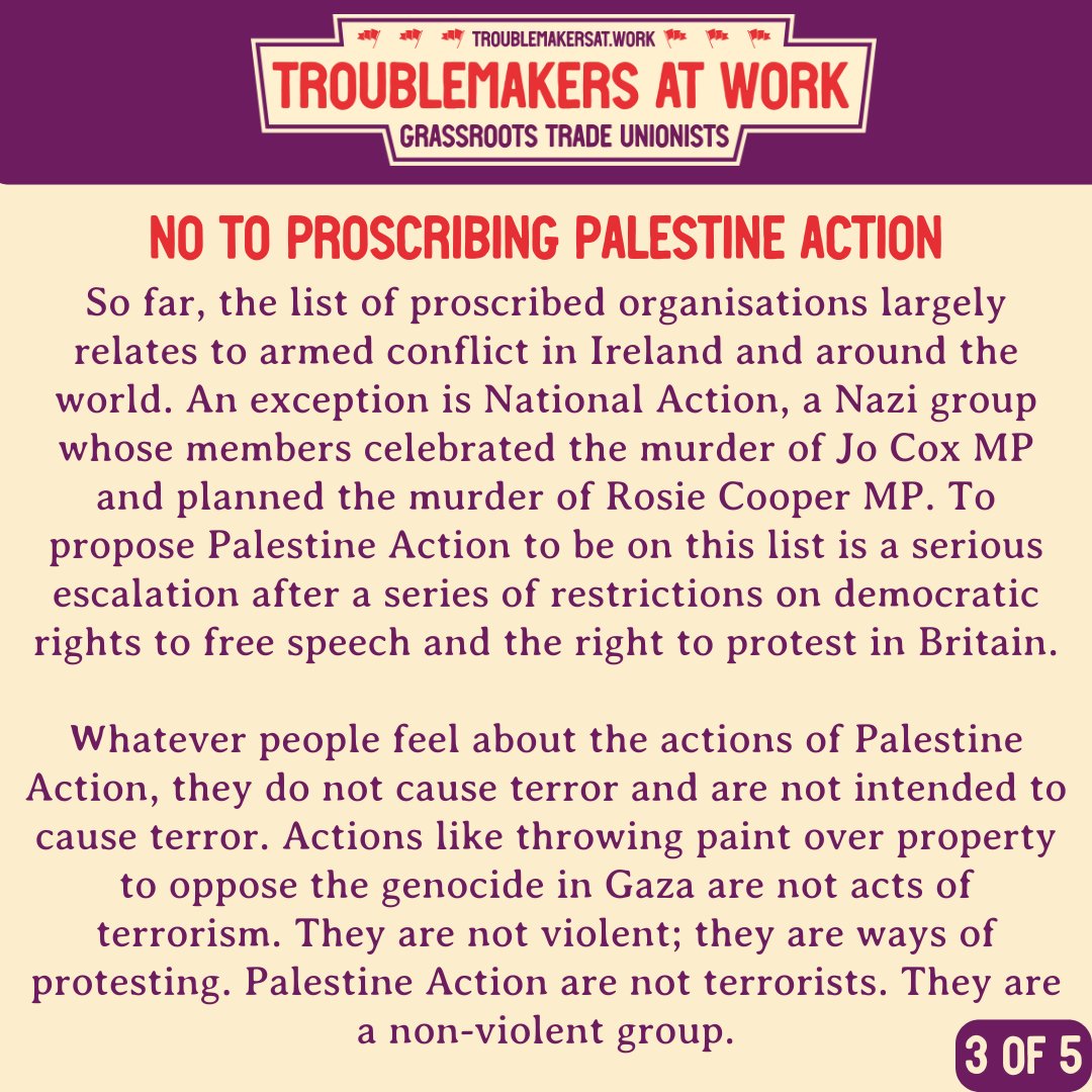Troublem8kers's tweet image. Links:
Palestine Solidarity Campaign: palestinecampaign.eaction.org.uk/NoProscription
Palestine Action petition: change.org/p/don-t-proscr…
Haldane Society: docs.google.com/.../1FAIpQLSca…
Legal challenge crowdfunding: crowdjustice.com/case/palestine…
Email politicians: palestinecampaign.eaction.online/opposeproscrip…