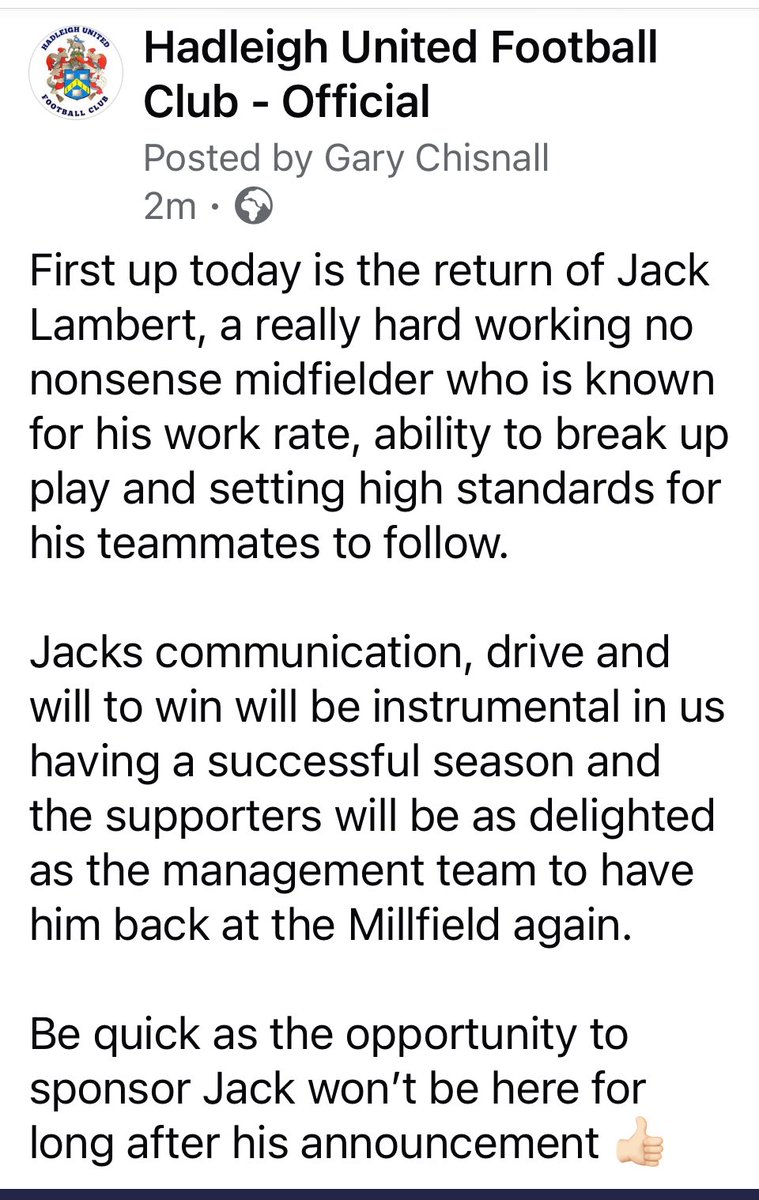 Hadleigh United FC tweet media