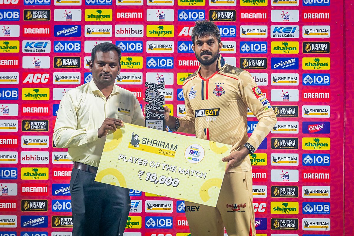 TNPremierLeague's tweet photo. Award winners from the #CSGvSMP match! 🏏
#TNPL #TNPL2025 #NammaOoruNammaGethu https://t.co/2DmpuvuFYj