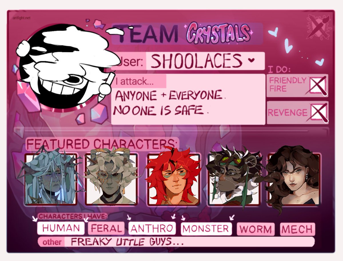 _shoolaces's tweet image. artfight year 2 ???? watch ur back #artfight #artfight2025