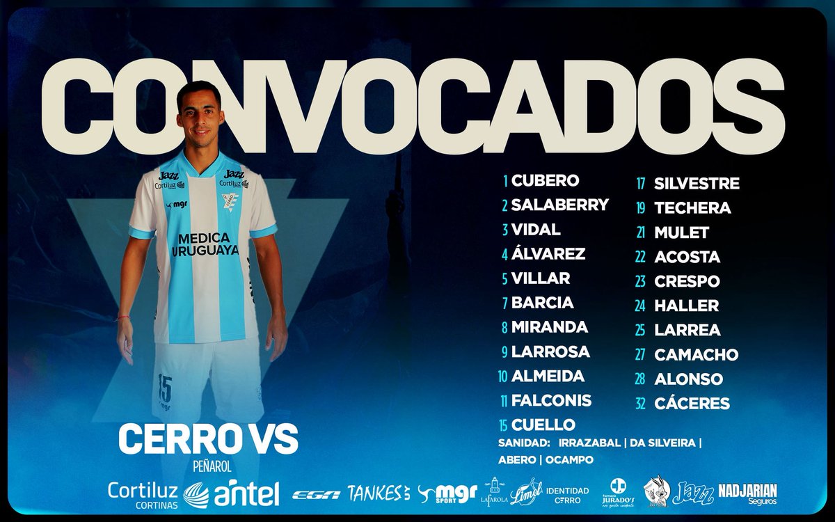 📋Estos son los 21 convocados para enfrentar a Peñarol, por la 7ta fecha del Intermedio. 

#SomosElBarrio | #IdentidadCerro