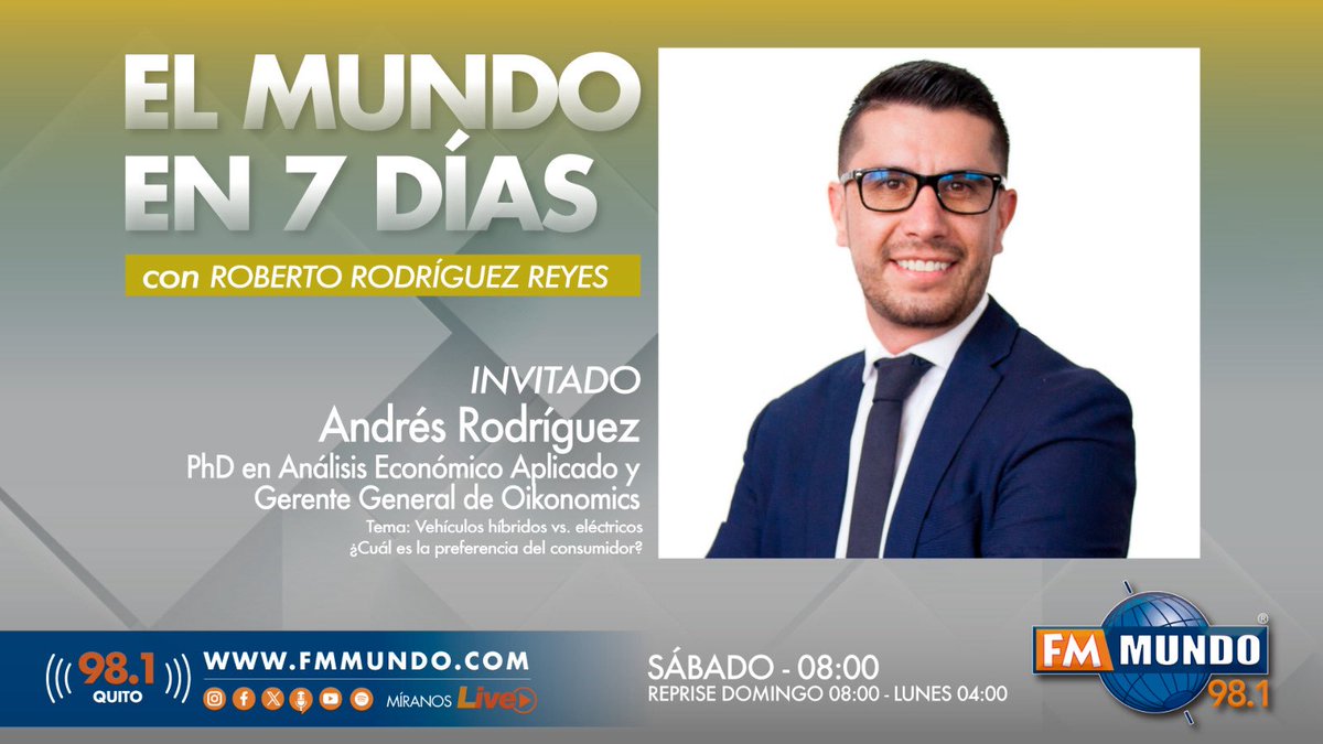 🌎 #ElMundoEn7Días | ¡No te pierdas nuestra entrevista de la semana! 

🎙️ <a href="/robertoecuador/">Roberto Rodríguez ✈️</a> junto a Andrés Rodríguez, gerente de <a href="/Oikonomics_EC/">Oikonomics</a>.

🔗 youtu.be/PFLC2-rjPIw?si…