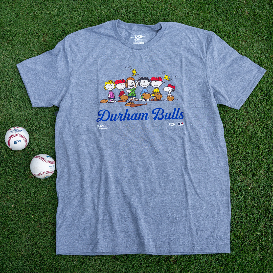 DurhamBulls's tweet photo. Friday, July 25 is Peanuts Night: A Christmas in July Special at the DBAP! 

And our Peanuts x Durham Bulls collection has arrived.