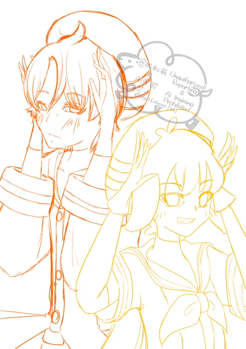 #うさぎ組イラストアンソロ とりあえずラフ!うさぎポーズな2人でいきます
