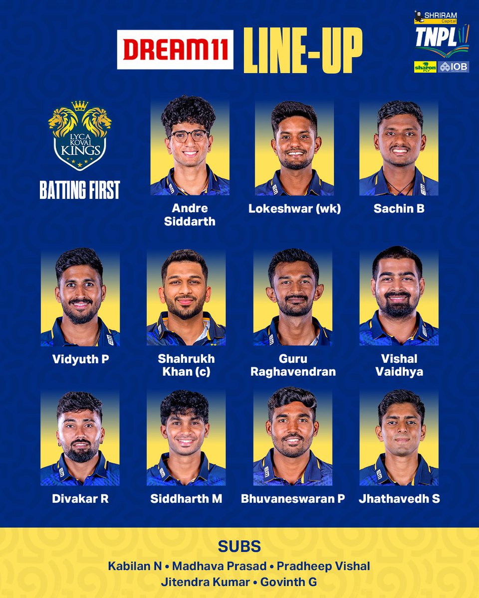 TNPremierLeague's tweet photo. SKM Salem Spartans won the toss and chose to bowl first. 🏏

#LKKvsSSS #TNPL #TNPL2025 #NammaOoruNammaGethu https://t.co/O2EsK5QJ6x