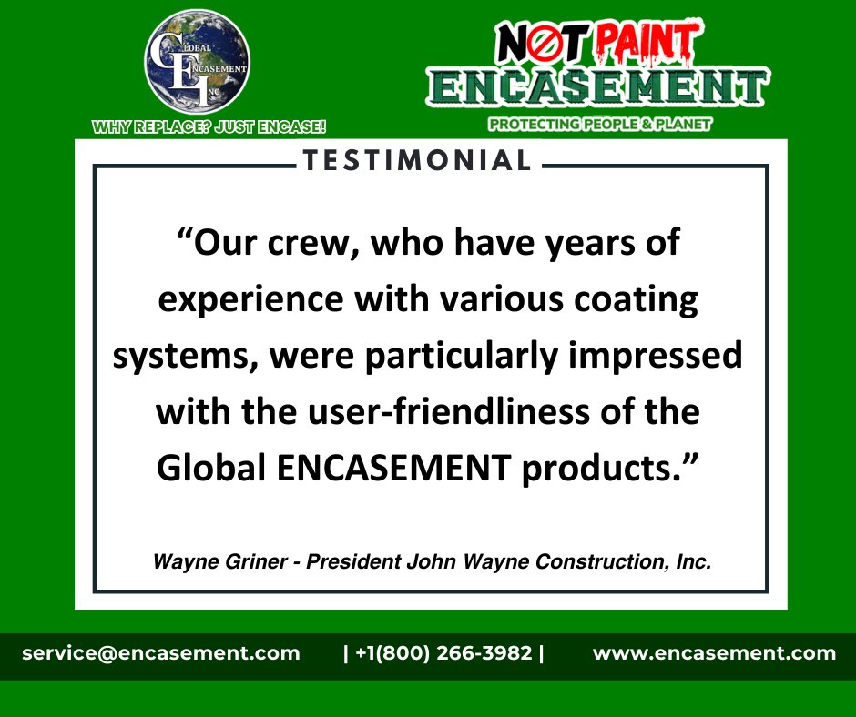 encasementguy's tweet image. “User-friendly and reliable!” 💪 

Shop Here Today Because Even Professionals Trust GEI Product for its unmatched ease of use and performance!
encasement.com/order-green-co…

#TrustedByProfessionals #EasyToUseSolutions #GlobalEncasement