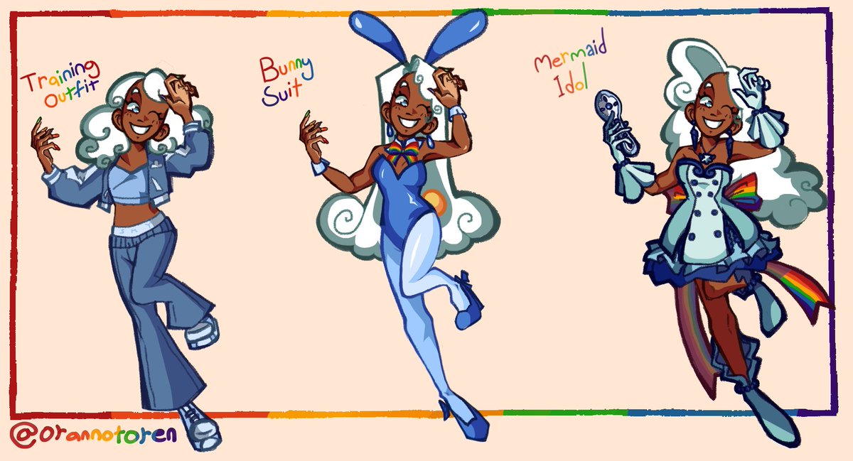 OrannotOren's tweet image. even more Cloudia fits! (you guys seem to like them) 🌈☁️