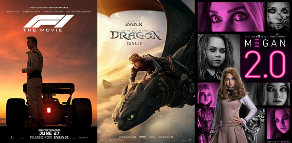 Estimated Daily #BoxOffice Top 7 for Friday, June 27, 2025 (including previews)

1. #F1TheMovie - $25.00M
2. #HowToTrainYourDragon - $5.74M
3. #M3GAN2 - $4.53M
4. #Elio - $3.20M
5. #28YearsLater - $3.00M
6. #LiloAndStitch - $2.00M
7. #MissionImpossible - $1.13M
