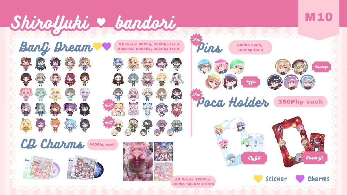 [RTs appreciated]

Here's my catalog for the Bandori CSE. Will be having the same merch from my last con minus no prsk merch. I will be accepting reservations until Friday, pls DM me if you would like to place one^^

#BandoriPHCSE
#KiraKiraTokimekiExperience