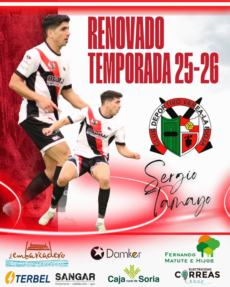 ⬜️🟥COMUNICADO OFICIAL | RENOVADO

~DELANTERO:

➡️SERGIO TAMAYO renueva una temporada más. Extremo que tras un playoff espectacular, seguirá demostrando su velocidad y calidad en las zonas determinantes del campo.

¡Vuestros éxitos serán los nuestros! ❤️

#cdvarea⚪🔴