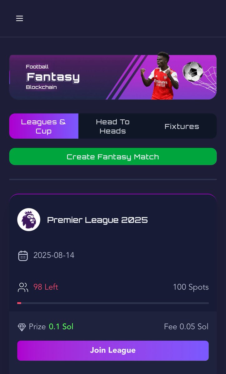⭐️ Coming soon to #Solana ⭐️ 

Play #FPL with a chance to win $SOL or $USDC

💰 Create mini leagues with buy in amounts

💰 Play one off head to head matches for cryptocurrency rewards

#FPLCommunity #SolanaGaming <a href="/solana/">Solana</a> <a href="/GamingOnSolana_/">Solana Gaming</a> <a href="/SolanaFndn/">Solana Foundation</a> <a href="/phantom/">Phantom</a> #PremierLeague