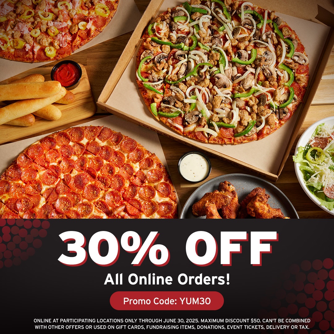 This weekend is for pizza...and subs, and salads, and wings, and more! Everything is 30% off through Monday with code YUM30. Order online or in the app.