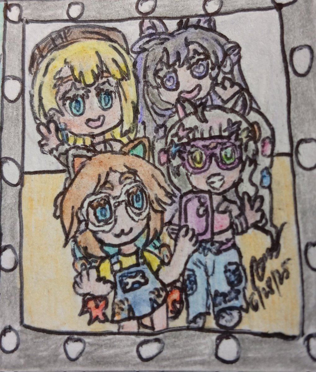 Here is my simple group fanart to Requiem for the 4th anniversary. Thank you, girls for bringing more joy and singing skills for the energy &amp; bonding. And I like the outfits as well. Looking forward to a new adventure! #PinaPix #Shikillust #ArtofNia #yurART #PocketRequiem