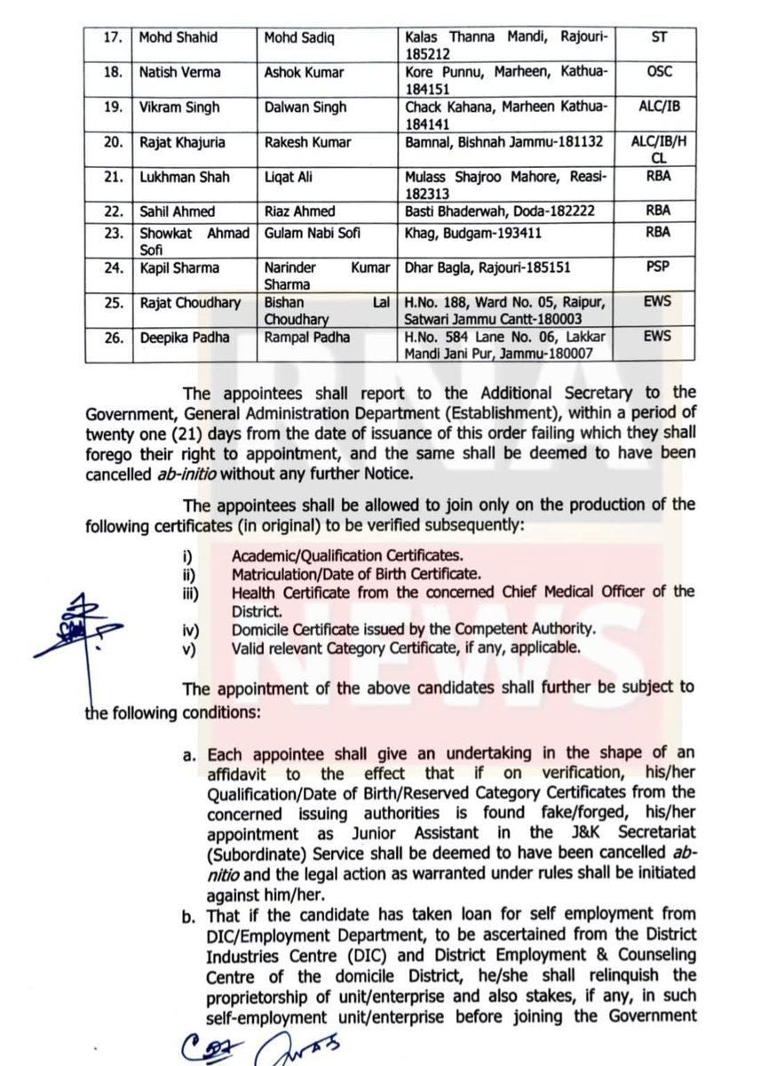 iamsahilparray's tweet image. Only 5 candidates from Kashmir in this list of 26 Junior Assistant appointees to the J&amp;amp;K Secretariat.
This is the reality of the new reservation policy. Our jobs are being snatched in broad daylight and it is all happening under the watch of our own politicians.
History will…