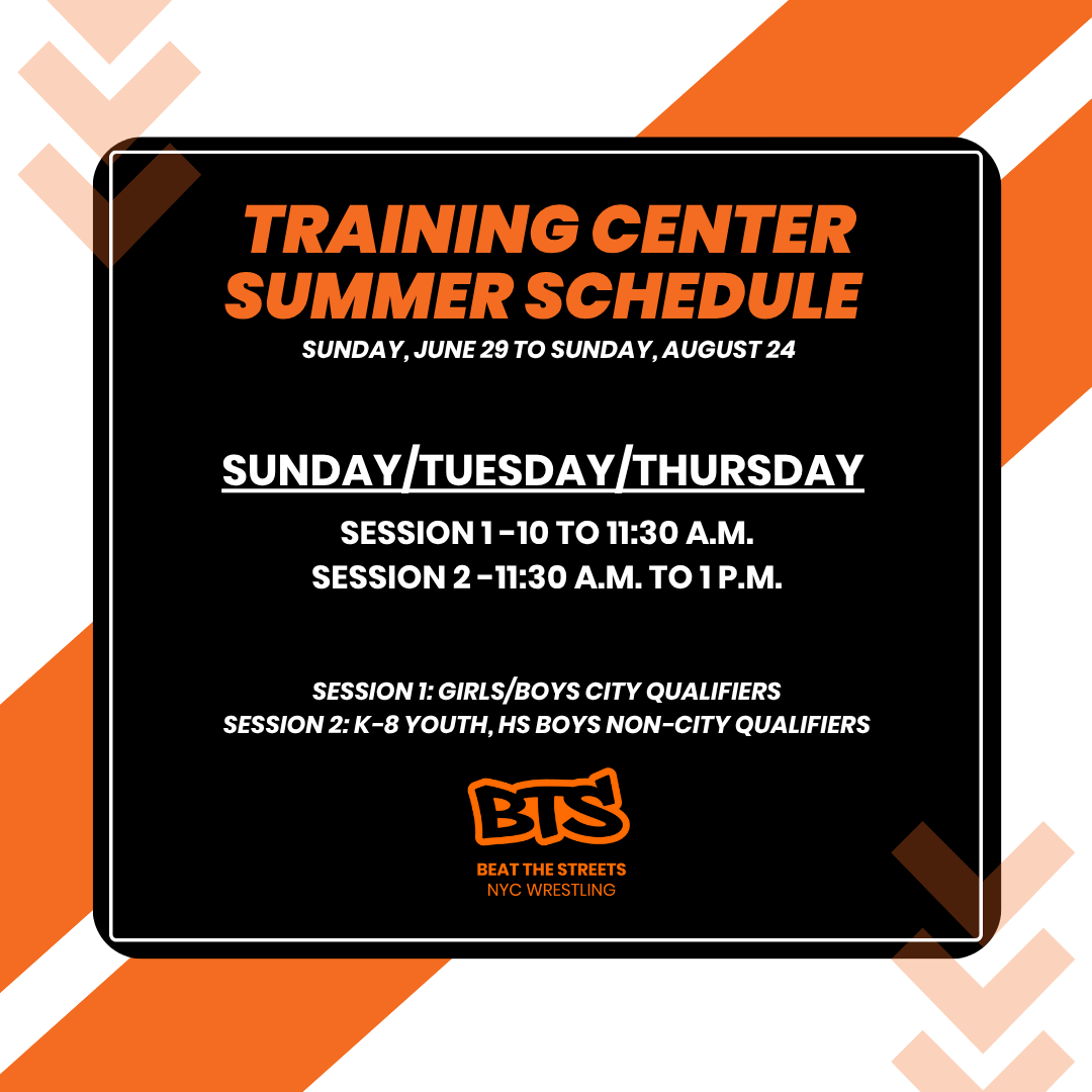Check out the #BeatTheStreets Training Center summer schedule!

#NYCWrestling #Wrestling #WrestlingPractice #NYC #WrestlingWorks