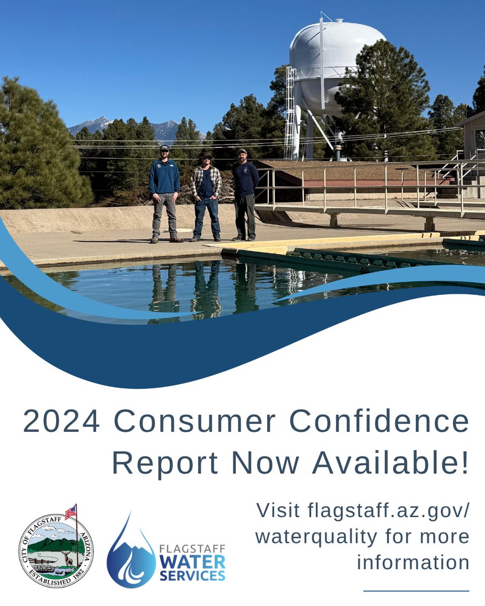 💧 The City's Water Services Consumer Confidence Report (water quality report) for calendar year 2024 is now available! ✨

🔍 To view the report, visit flagstaff.az.gov/waterquality.